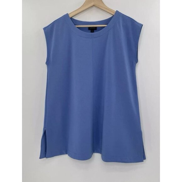 J.Jill Wearever Collection Oversized‎ Blue Boxy Tunic Stretch Blouse Size Small - Picture 1 of 10